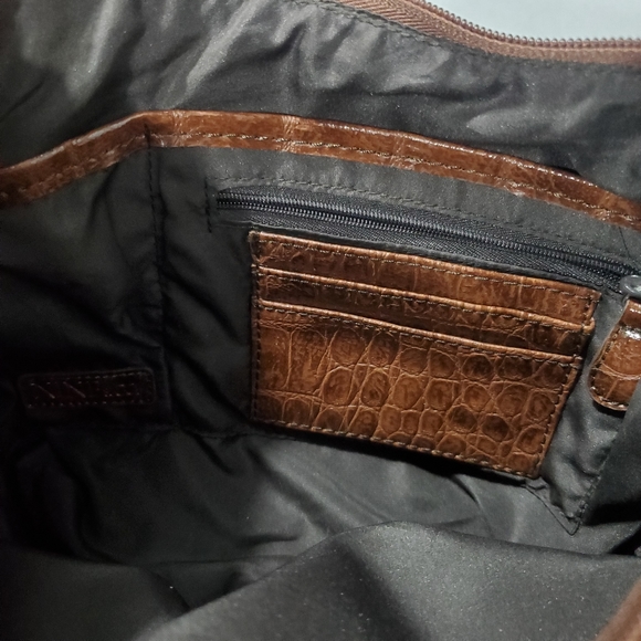 Nine & Co Shoulder Bag Purse Brown Embossed Print - Picture 6 of 11